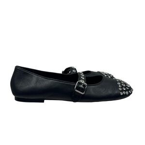 Sandro Salna Ballet Flats Crystal Embellished Size 40 Black Calf Leather Shoes